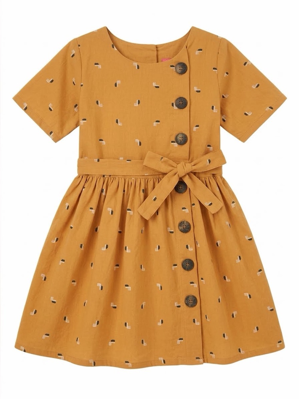 Maxmo Children Wear Mustard Button Dress - Size 3T